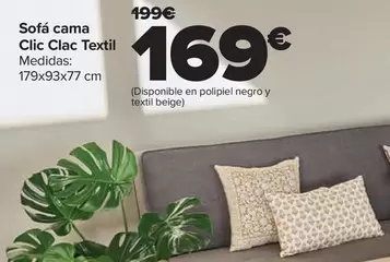 Oferta de Sofá Cama Clic Clac Textil por 169€ en Carrefour