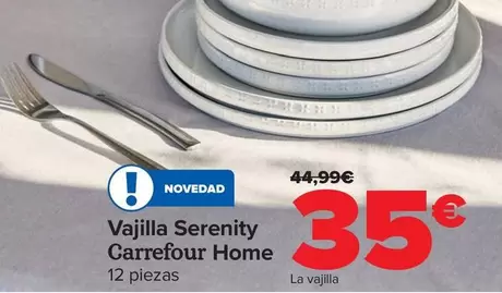 Oferta de Carrefour Home - Vajilla Serenity  por 35€ en Carrefour