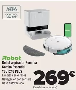 Oferta de Irobot - Robot Aspirador Roomba Combo Essential Y051240 Plus por 269€ en Carrefour