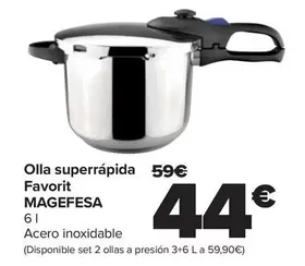 Oferta de Magefesa - Olla Superrápida Favorit por 44€ en Carrefour