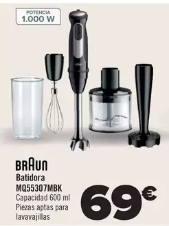 Oferta de Braun - Batidora MQ55307MBK por 69€ en Carrefour