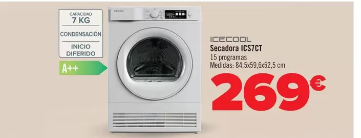 Oferta de Icecool - Secadora ICS7CT por 269€ en Carrefour