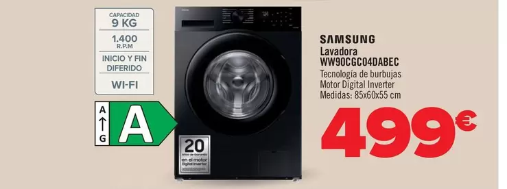 Oferta de Samsung - Lavadora  Ww90cgc04dabec por 499€ en Carrefour