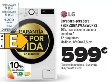 Oferta de LG - Lavadora-Secadora  F2dr5s09a1wabwqpes por 599€ en Carrefour