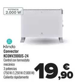 Oferta de Klindo - Convector KCONV2000js-24 por 19,9€ en Carrefour