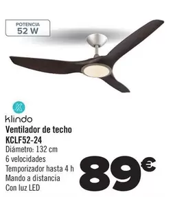 Oferta de Klindo - Ventilador De Techo KCLF52-24 por 89€ en Carrefour