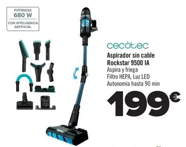 Oferta de Cecotec - Aspirador Sin Cable  Rockstar 9500 Ia por 199€ en Carrefour