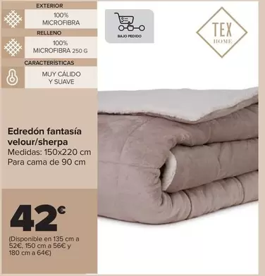 Oferta de Tex Home - Edredón Fantasía Velour/sherpa por 42€ en Carrefour