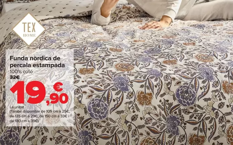 Oferta de Tex Home - Funda Nórdica Percal Estampado por 19,9€ en Carrefour