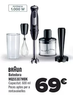 Oferta de Braun - Batidora MQ55307MBK por 69€ en Carrefour