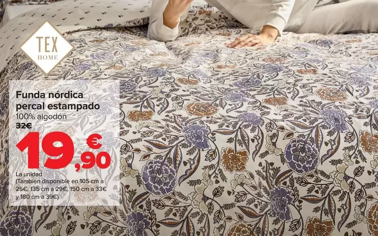 Oferta de Tex Home - Funda Nórdica Percal Estampado por 19,9€ en Carrefour