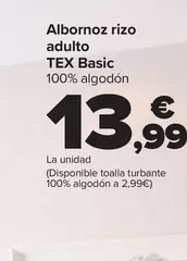 Oferta de Tex Basic - Albornoz Rizo Adulto  por 13,99€ en Carrefour