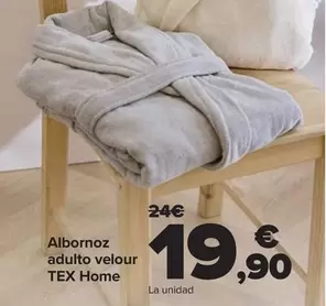 Oferta de  Tex Home - Albornoz Adulto Velour  por 19,9€ en Carrefour