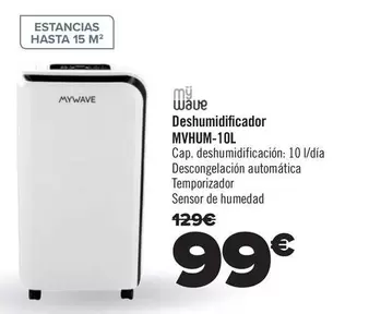 Oferta de My Wave - Deshumidificador  MVHUM-10L por 99€ en Carrefour