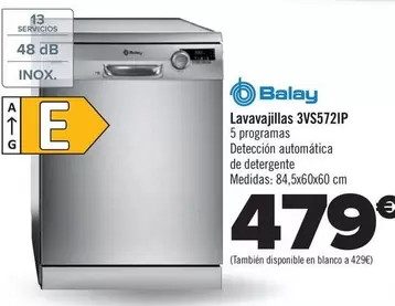 Oferta de Balay - Lavavajillas 3VS572IP por 479€ en Carrefour