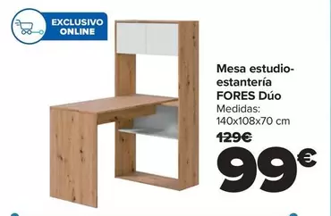 Oferta de Mesa Estudio- Estanteria Fores Duo por 99€ en Carrefour