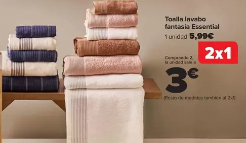 Oferta de Toalla Lavabo Fantasã­A Essential por 5,99€ en Carrefour