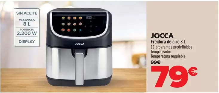 Oferta de Jocca - Freidora De Aire 8 L por 79€ en Carrefour