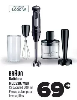 Oferta de Braun - Batidora MQ55307MBK por 69€ en Carrefour