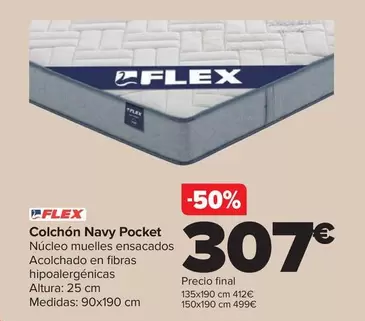 Oferta de Flex - Colchon Navy Pocket por 307€ en Carrefour