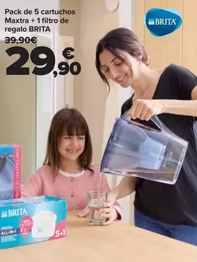 Oferta de Brita - Pack De 5 Cartuchos Maxtra + 1 Filtro De Regalo por 29,9€ en Carrefour