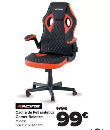 Oferta de Racing - Silla Polipiel Gamer Balance por 99€ en Carrefour