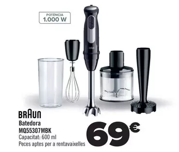 Oferta de Braun - Batidora MQ55307MBK por 69€ en Carrefour