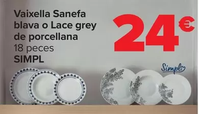 Oferta de Simpl - Vajilla Cenefa Azul O Lace Grey Porcelana por 24€ en Carrefour