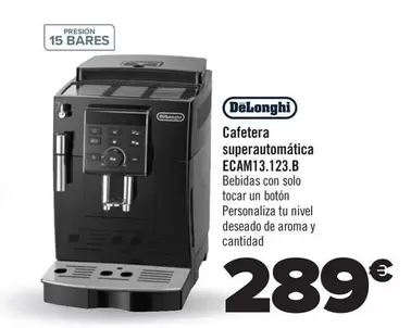 Oferta de DeLonghi - Cafetera Superautomática ECAM13.123.B por 289€ en Carrefour