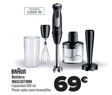 Oferta de Braun - Batidora MQ55307MBK por 69€ en Carrefour