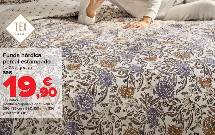 Oferta de Tex Home - Funda Nórdica Percal Estampado por 19,9€ en Carrefour