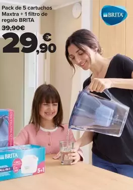 Oferta de Brita - Pack De 5 Cartuchos Maxtra + 1 Filtro De I Regalo por 29,9€ en Carrefour