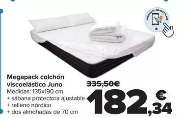 Oferta de Megapack Colchón Viscoelástica Juno por 182,34€ en Carrefour