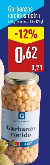 Oferta de El Cultivador - Garbanzos Cocidos Extra por 0,62€ en ALDI