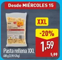 Oferta de Pasta Rellena XXL por 1,59€ en ALDI