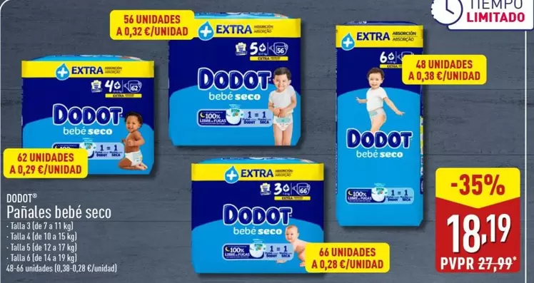 Oferta de Dodot - Panales Bebe Seco por 18,19€ en ALDI