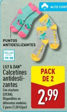 Oferta de Lily & Dan - Calcetines Antidesli-Zantes por 1,5€ en ALDI