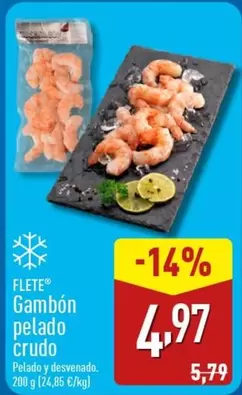 Oferta de Flete - Gambon Pelado Crudo por 4,97€ en ALDI