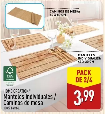 Oferta de Home Creation - Manteles Individuales / Caminos De Mesa por 3,99€ en ALDI