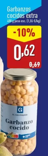 Oferta de El Cultivador - Garbanzos Cocidos Extra por 0,62€ en ALDI