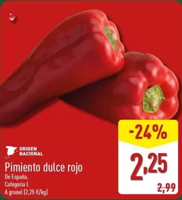 Oferta de Pimiento Dulce Rojo por 2,25€ en ALDI