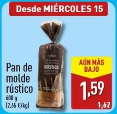 Oferta de Pan De Molde Rustico por 1,59€ en ALDI