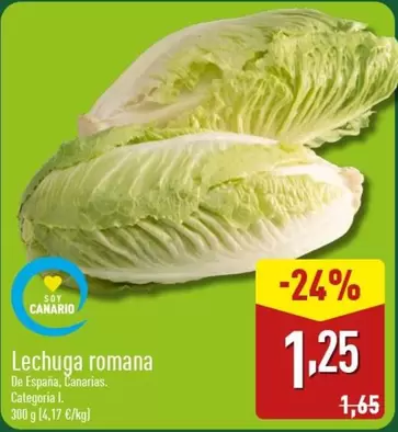 Oferta de Lechuga Romana por 1,25€ en ALDI