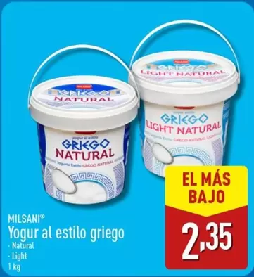 Oferta de Milsani - Yogur Al Estilo Griego por 2,35€ en ALDI