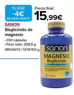 Oferta de Sanon - Bisglicinato De Magnesio por 15,99€ en Costco