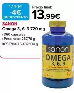 Oferta de Sanon - Omega 3, 6, 9 720 Mg por 13,99€ en Costco