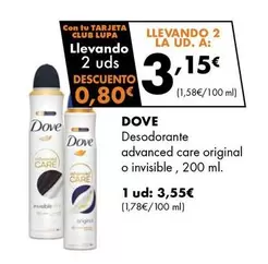 Oferta de Dove - Desodorante Advanced Care Original O Invisible por 3,55€ en Supermercados Lupa