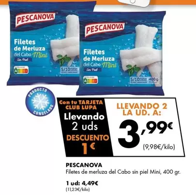 Oferta de Pescanova - Filetes De Merluza Del Cabo Sin Piel Mini por 4,49€ en Supermercados Lupa