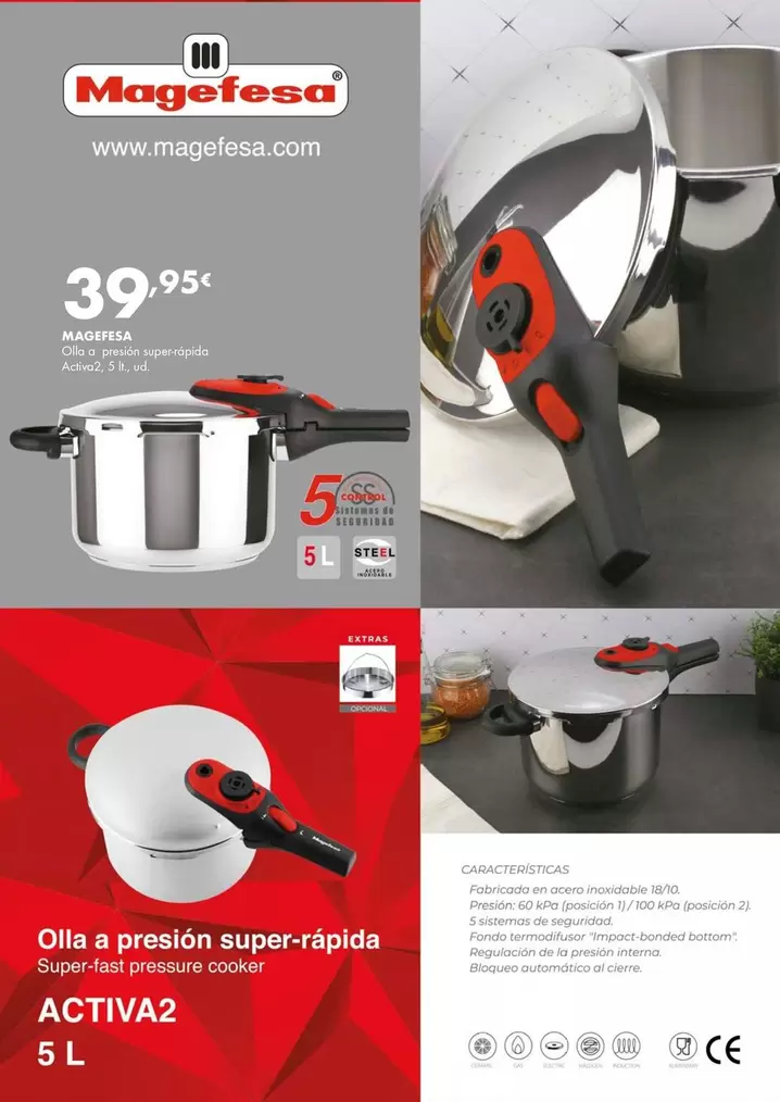 Oferta de Magefesa - Olla A Presion Superápida Activa por 39,95€ en Supermercados Lupa