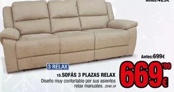 Oferta de Relax - Sofás 3 Plazas por 669€ en Rapimueble